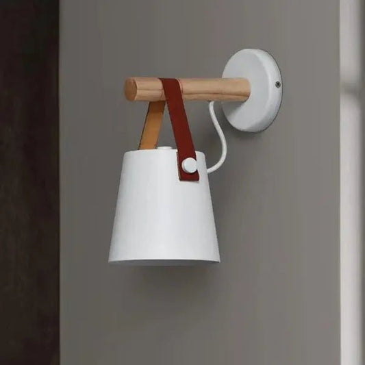Scandinavian Wood & Leather Wall Sconce - goldenlumen