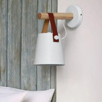 Scandinavian Wood & Leather Wall Sconce - goldenlumen