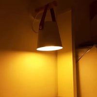 Scandinavian Wood & Leather Wall Sconce - goldenlumen