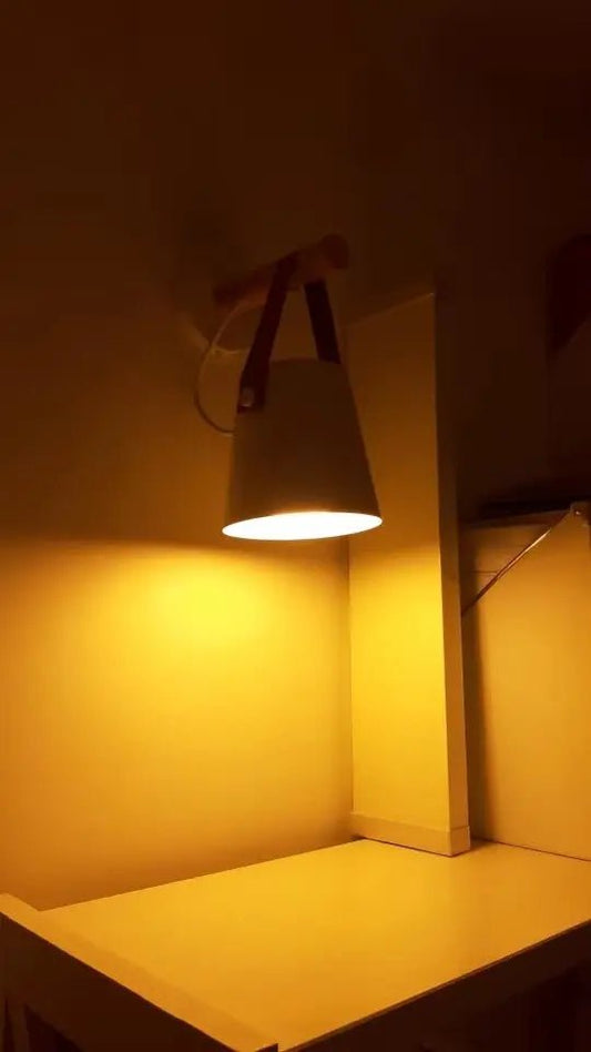 Scandinavian Wood & Leather Wall Sconce - goldenlumen