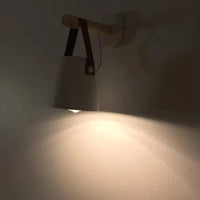 Scandinavian Wood & Leather Wall Sconce - goldenlumen