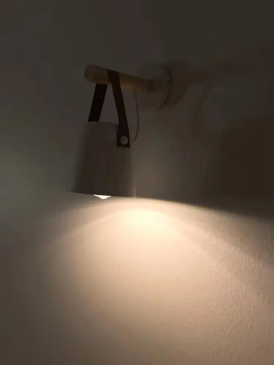Scandinavian Wood & Leather Wall Sconce - goldenlumen