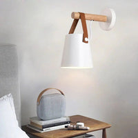 Scandinavian Wood & Leather Wall Sconce - goldenlumen