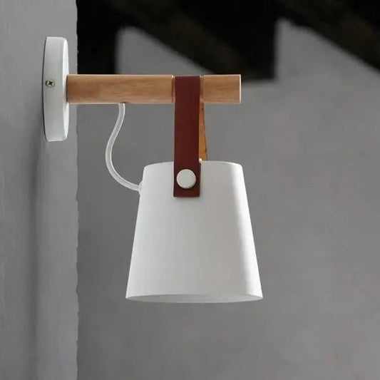Scandinavian Wood & Leather Wall Sconce - goldenlumen