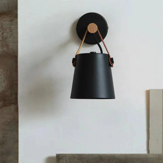 Scandinavian Wood & Leather Wall Sconce - goldenlumen