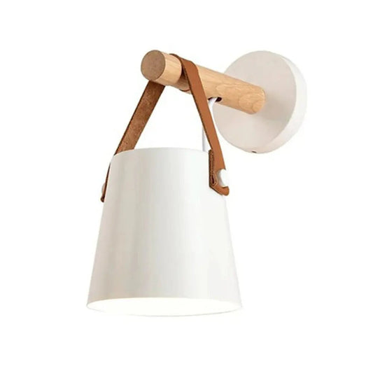 Scandinavian Wood & Leather Wall Sconce - goldenlumen