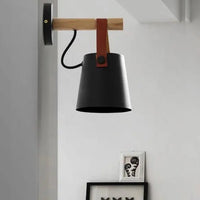 Scandinavian Wood & Leather Wall Sconce - goldenlumen