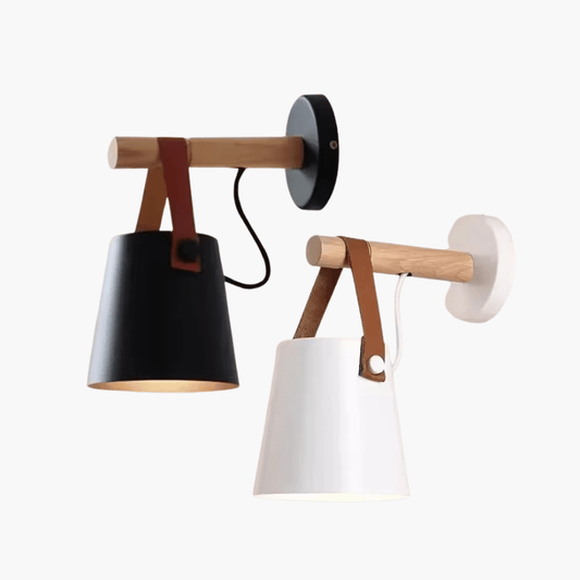 Scandinavian Wood & Leather Wall Sconce