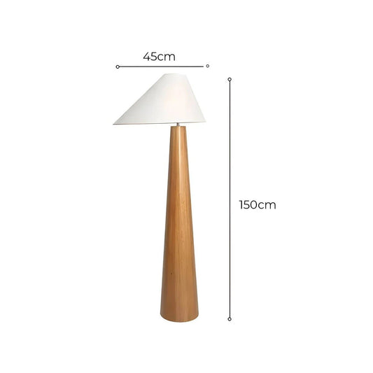 Floor lamp with dimensions indicated on a white background