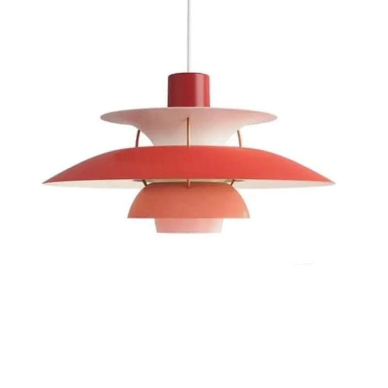 Umbrella pleated pendant light red