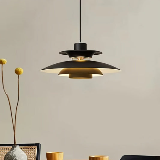 Umbrella pleated pendant light black