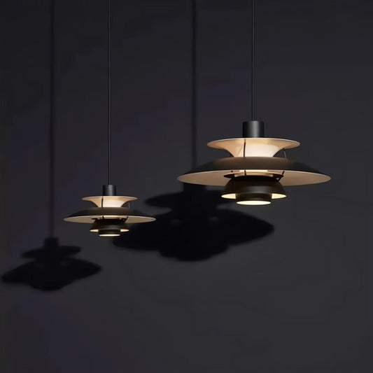 Umbrella pleated pendant light black