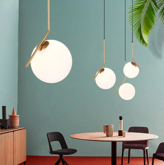 Velora Pendant Lamp– Frosted Glass & Brass