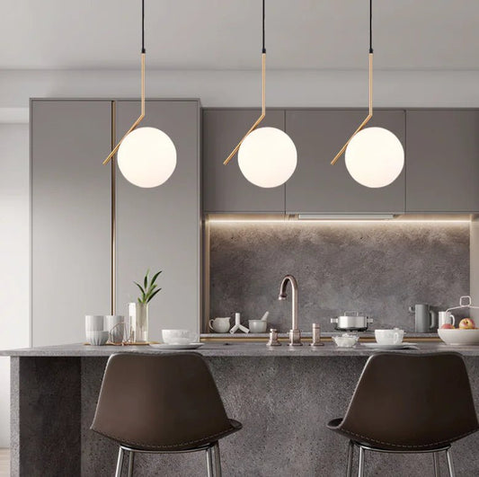Velora Pendant Lamp– Frosted Glass & Brass