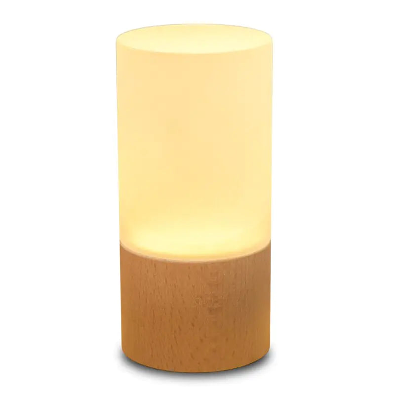 Elegant Cylinder Solid Wood Night Lamp