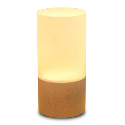 Elegant Cylinder Solid Wood Night Lamp